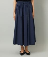 F6HAD18290 MICHEL KLEIN(小さいサイズ)(メゾン ドゥ サンク) [小さいサイズ][セットアップ対応]ギャザースカート　サッカー無地 ネイビー