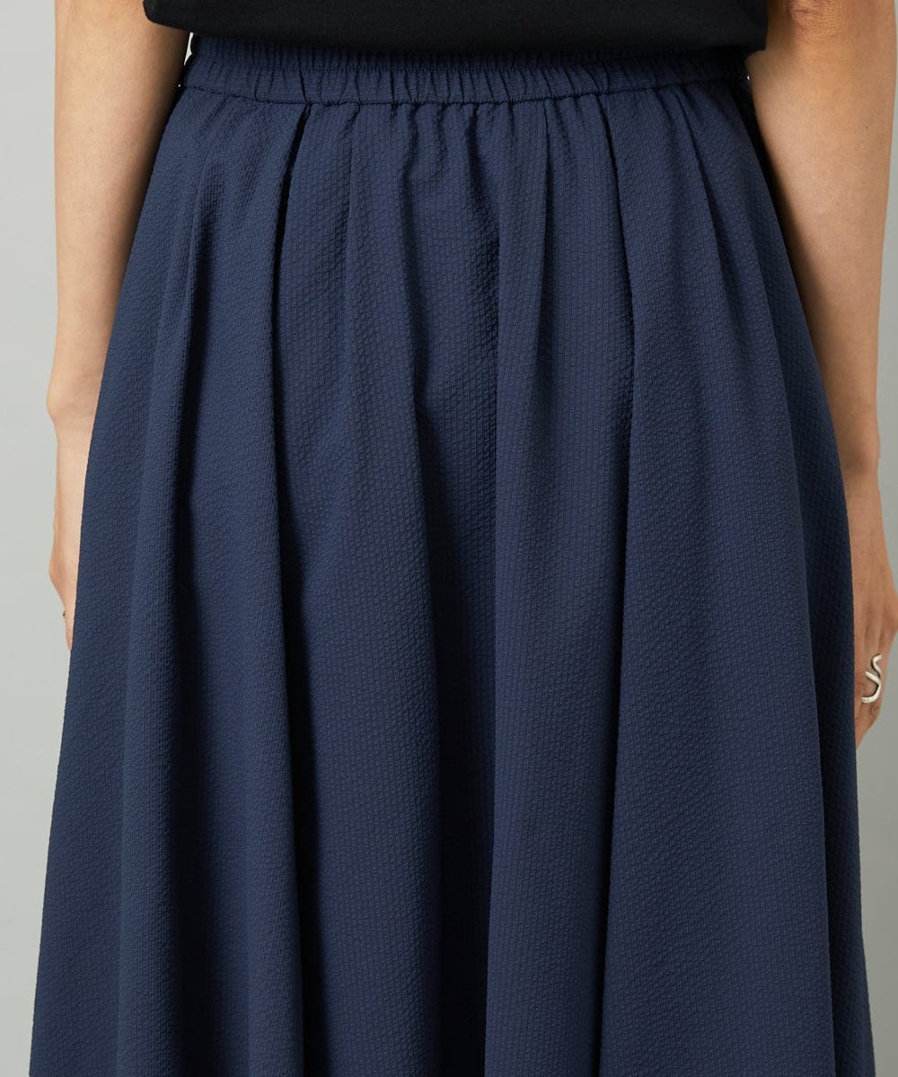 F6HAD18290 MICHEL KLEIN(小さいサイズ)(メゾン ドゥ サンク) [小さいサイズ][セットアップ対応]ギャザースカート　サッカー無地 ネイビー