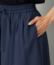 F6HAD18290 MICHEL KLEIN(小さいサイズ)(メゾン ドゥ サンク) [小さいサイズ][セットアップ対応]ギャザースカート　サッカー無地 ネイビー