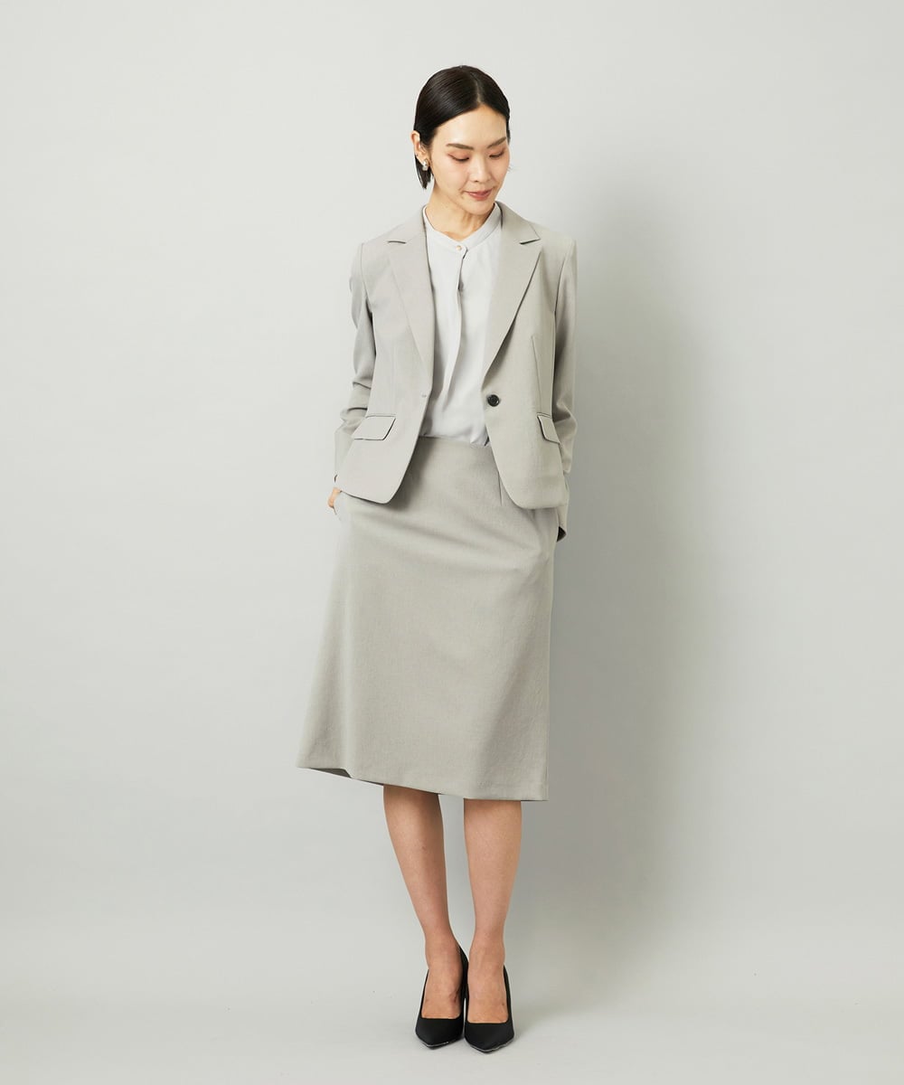 F6HAD35190 MICHEL KLEIN(小さいサイズ)(メゾン ドゥ サンク) [小さいサイズ][セットアップ対応]Aラインスカート グレー