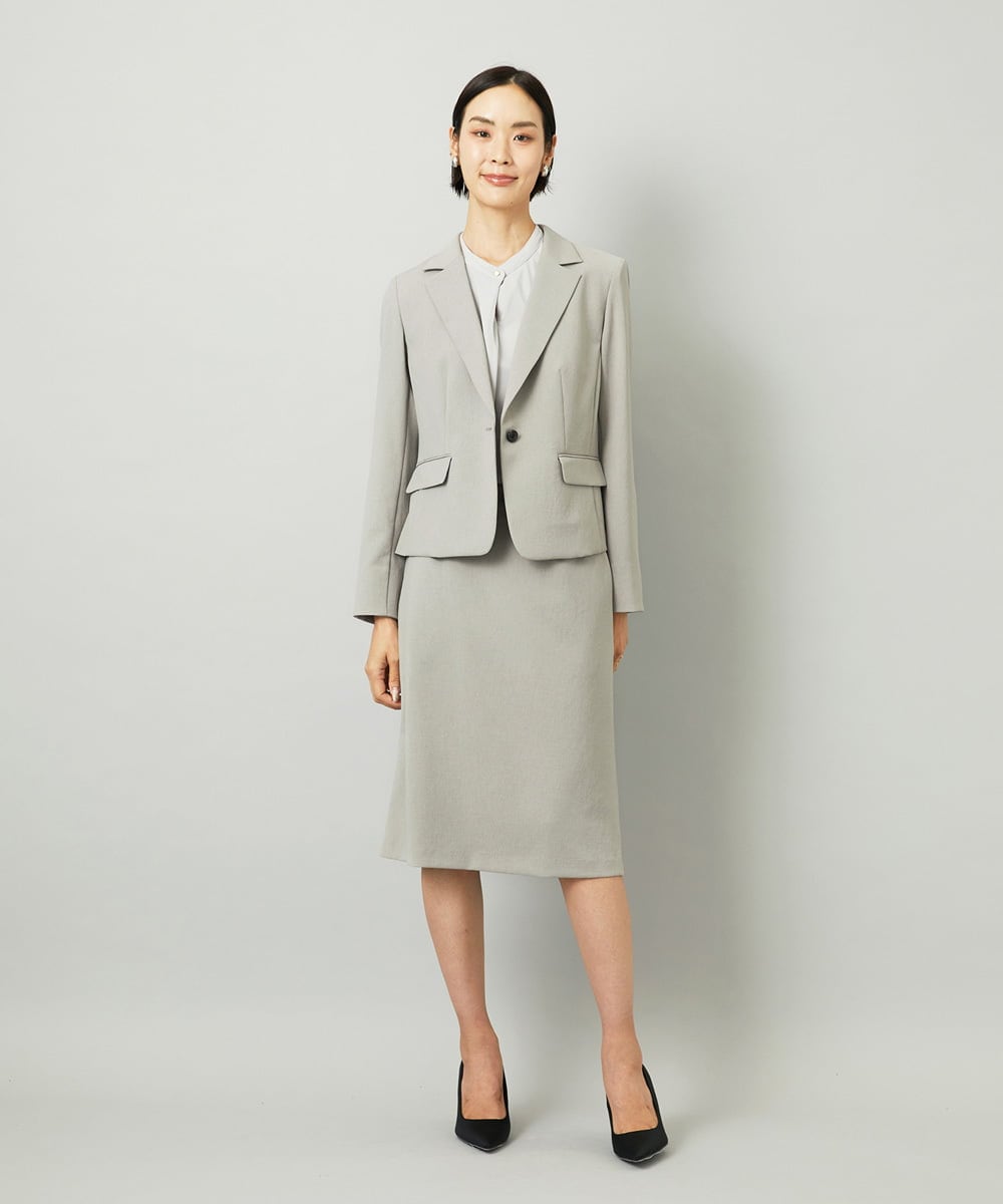 F6HAD35190 MICHEL KLEIN(小さいサイズ)(メゾン ドゥ サンク) [小さいサイズ][セットアップ対応]Aラインスカート グレー
