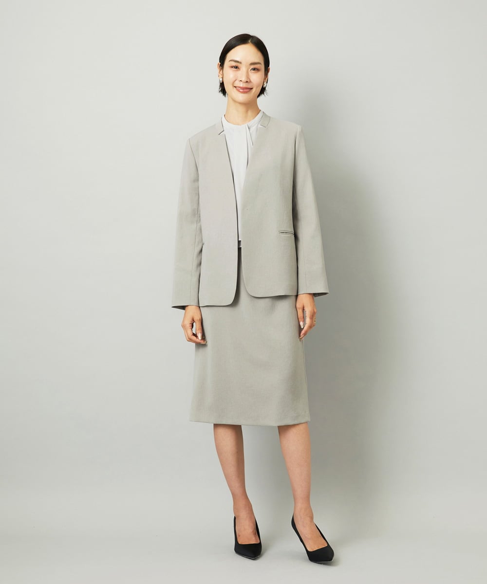 F6HAD35190 MICHEL KLEIN(小さいサイズ)(メゾン ドゥ サンク) [小さいサイズ][セットアップ対応]Aラインスカート グレー