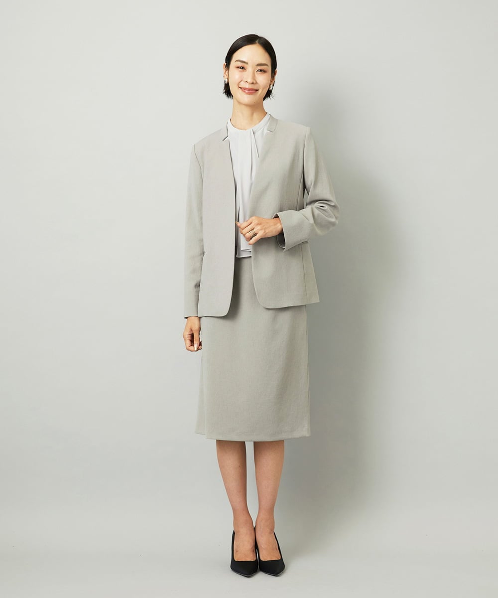 F6HAD35190 MICHEL KLEIN(小さいサイズ)(メゾン ドゥ サンク) [小さいサイズ][セットアップ対応]Aラインスカート グレー