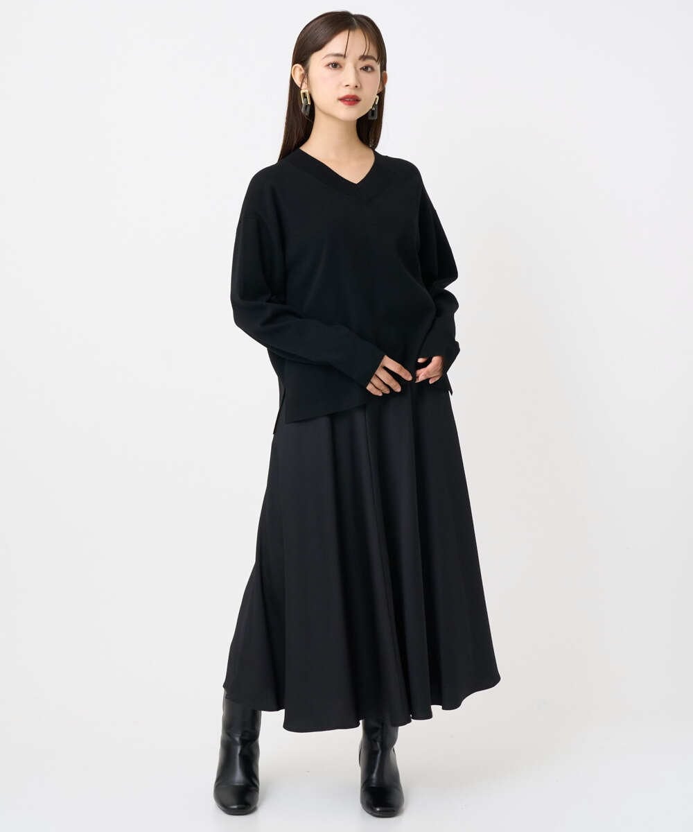 F6HAD43240 MICHEL KLEIN(小さいサイズ)(メゾン ドゥ サンク) [小さいサイズ]サテンマーメードスカート ライトグレー