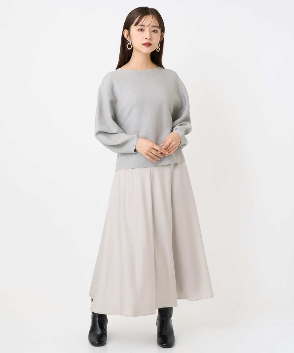 F6HAD43240 MICHEL KLEIN(小さいサイズ)(メゾン ドゥ サンク) [小さいサイズ]サテンマーメードスカート ライトグレー