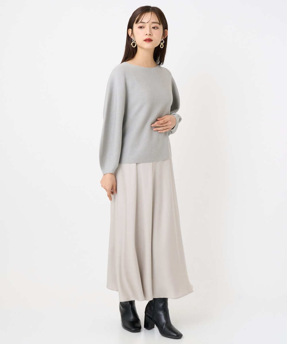 F6HAD43240 MICHEL KLEIN(小さいサイズ)(メゾン ドゥ サンク) [小さいサイズ]サテンマーメードスカート ライトグレー