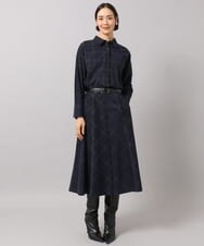 F6HAG20330 MICHEL KLEIN(小さいサイズ)(メゾン ドゥ サンク) 【小さいサイズ】[セットアップ対応]チェックコーデュロイAラインスカート ベージュ