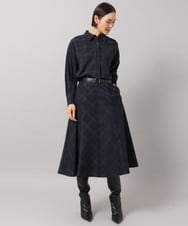 F6HAG20330 MICHEL KLEIN(小さいサイズ)(メゾン ドゥ サンク) 【小さいサイズ】[セットアップ対応]チェックコーデュロイAラインスカート ベージュ