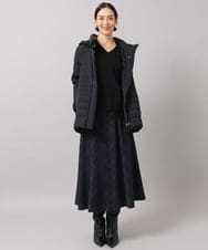 F6HAG20330 MICHEL KLEIN(小さいサイズ)(メゾン ドゥ サンク) 【小さいサイズ】[セットアップ対応]チェックコーデュロイAラインスカート ベージュ