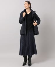 F6HAG20330 MICHEL KLEIN(小さいサイズ)(メゾン ドゥ サンク) 【小さいサイズ】[セットアップ対応]チェックコーデュロイAラインスカート ベージュ