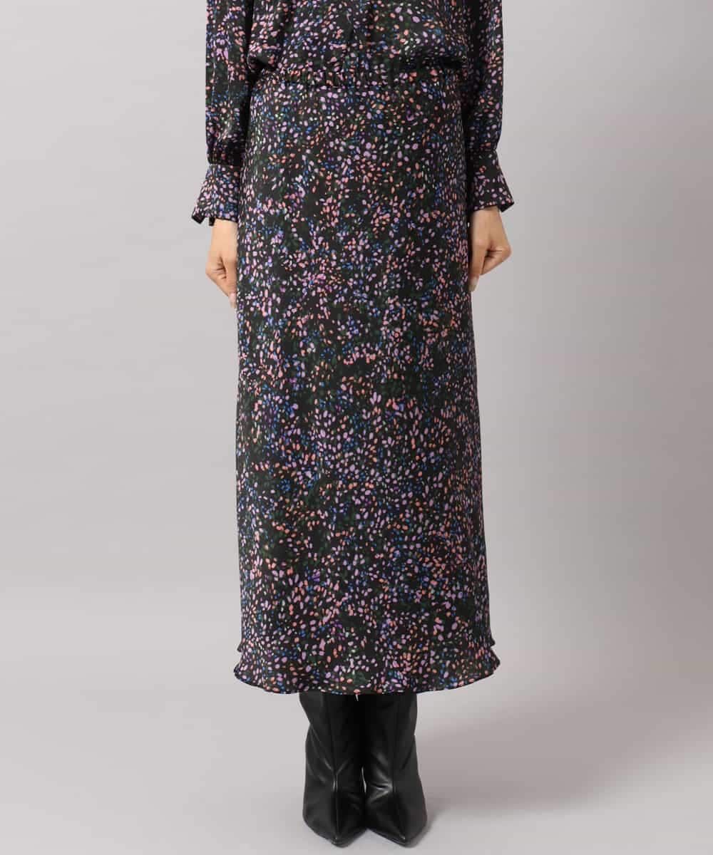 F6HAG44300 MICHEL KLEIN(小さいサイズ)(メゾン ドゥ サンク) [セットアップ対応]ドットプリントフレアスカート ブラック