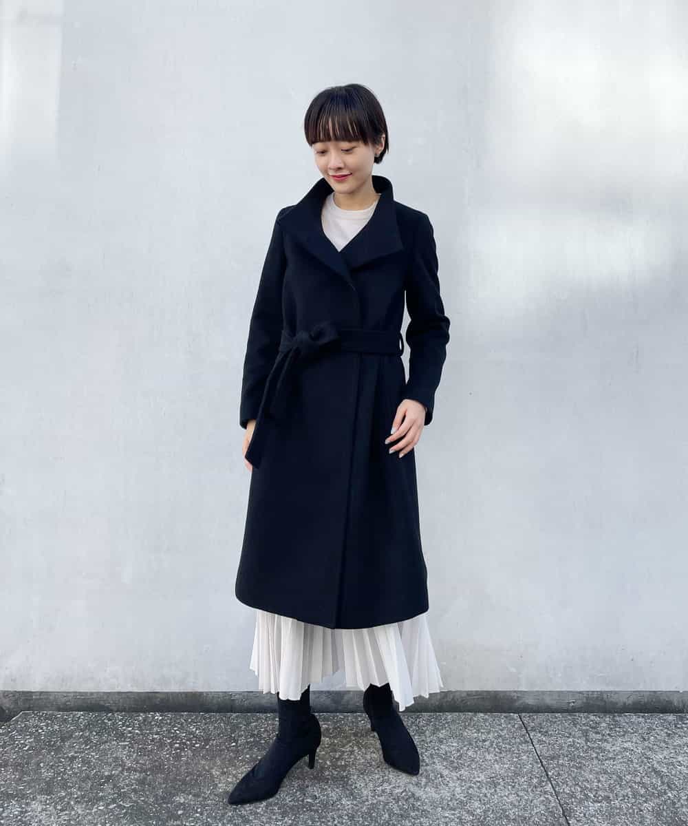 F6HAP43260 MICHEL KLEIN(小さいサイズ)(メゾン ドゥ サンク) 【洗える】トリコットプリーツスカート(小さいサイズ) ダークグレー(93)