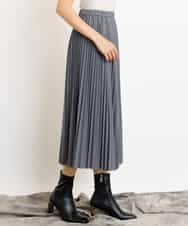 F6HAP43260 MICHEL KLEIN(小さいサイズ)(メゾン ドゥ サンク) 【洗える】トリコットプリーツスカート(小さいサイズ) ダークグレー(93)