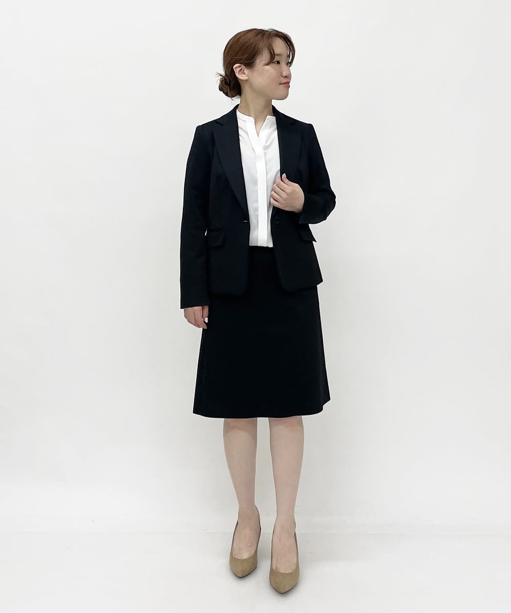 F6HAS16180 MICHEL KLEIN(小さいサイズ)(メゾン ドゥ サンク) [小さいサイズ]トップサーモカルゼセミタイトスカート（セットアップ対応） ブラック(94)