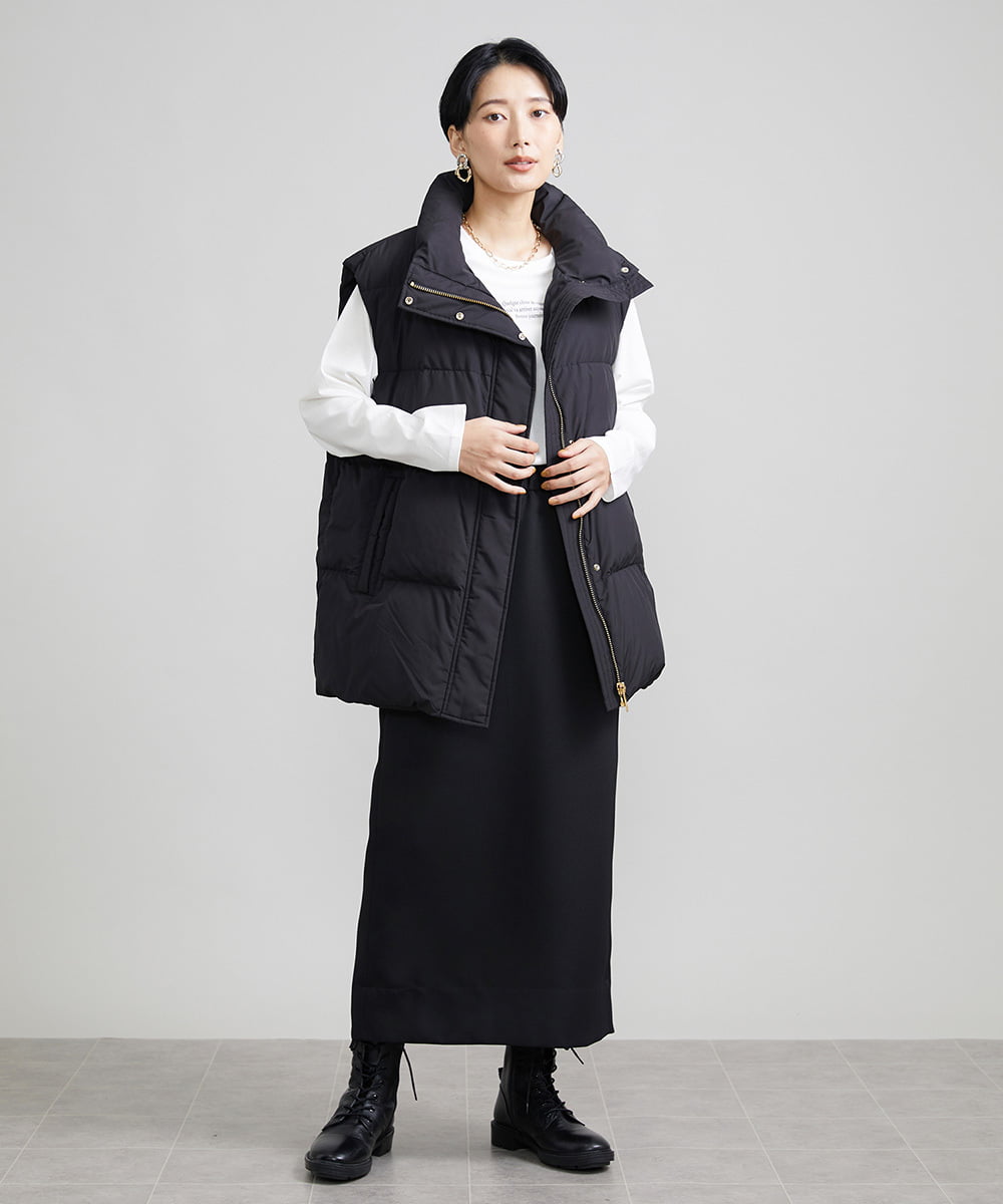 F6HAV22200 MICHEL KLEIN(小さいサイズ)(メゾン ドゥ サンク) [小さいサイズ]トリプルクロスロングタイトスカート ブラック(94)