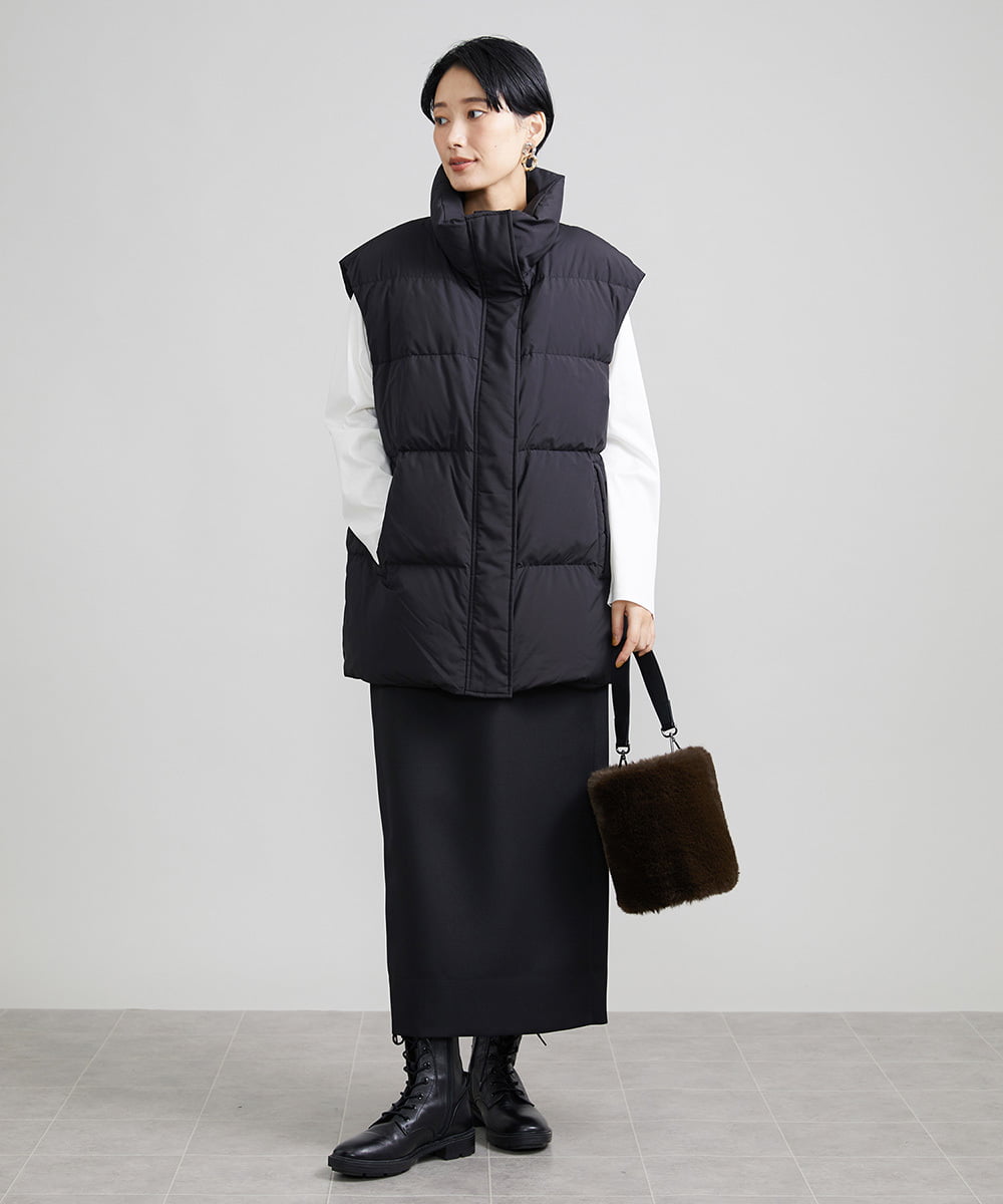 F6HAV22200 MICHEL KLEIN(小さいサイズ)(メゾン ドゥ サンク) [小さいサイズ]トリプルクロスロングタイトスカート ブラック(94)