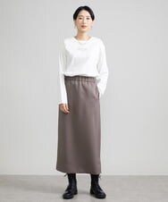 F6HAV22200 MICHEL KLEIN(小さいサイズ)(メゾン ドゥ サンク) [小さいサイズ]トリプルクロスロングタイトスカート ブラック(94)