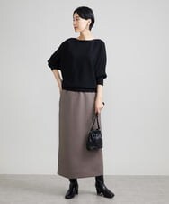 F6HAV22200 MICHEL KLEIN(小さいサイズ)(メゾン ドゥ サンク) [小さいサイズ]トリプルクロスロングタイトスカート ブラック(94)