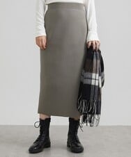 F6HAV37200 MICHEL KLEIN(小さいサイズ)(メゾン ドゥ サンク) [小さいサイズ]スポンディッシュポリニットタイトスカート（セットアップ対応） カーキ(36)