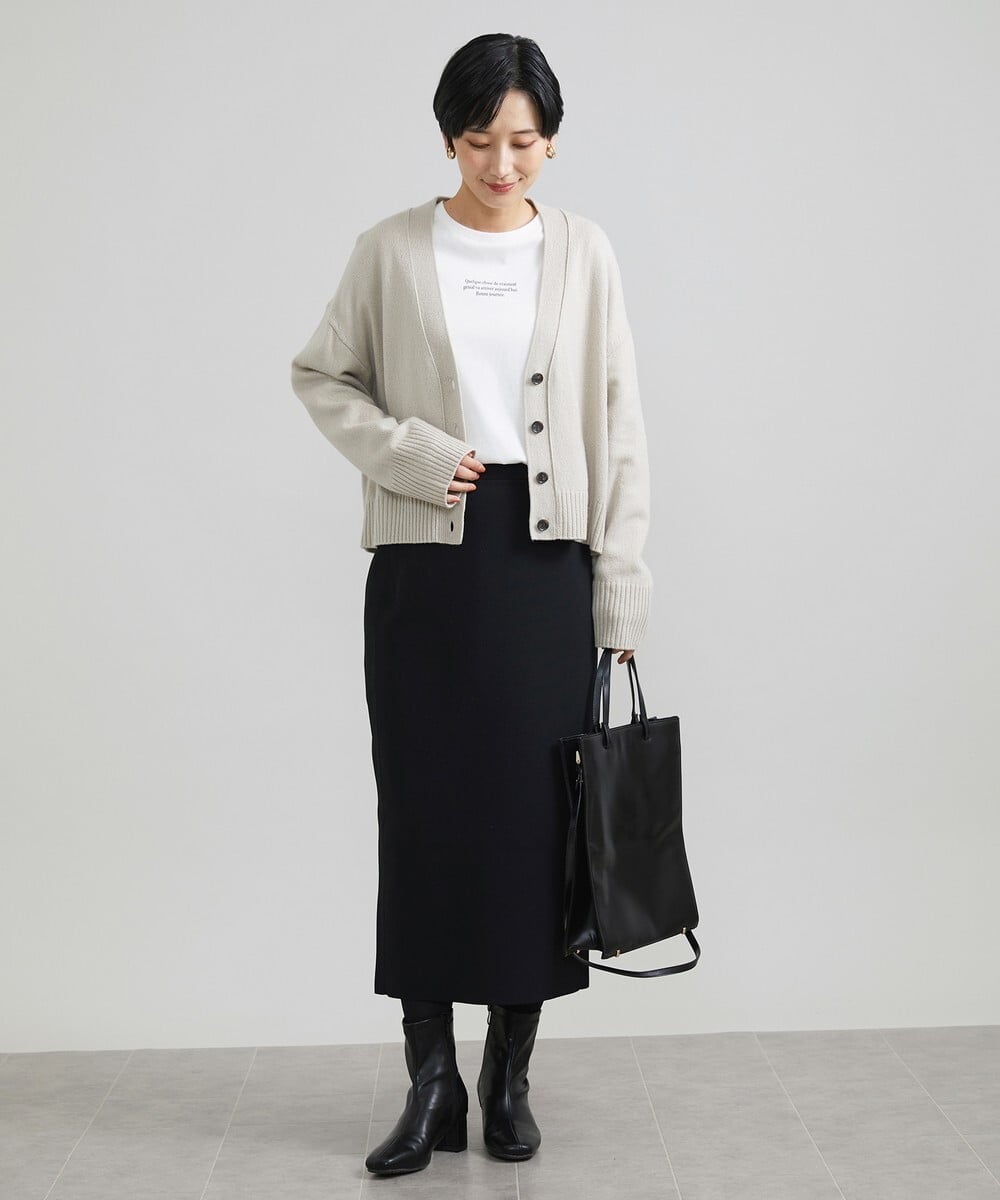 F6HAV37200 MICHEL KLEIN(小さいサイズ)(メゾン ドゥ サンク) [小さいサイズ]スポンディッシュポリニットタイトスカート（セットアップ対応） カーキ(36)