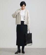 F6HAV37200 MICHEL KLEIN(小さいサイズ)(メゾン ドゥ サンク) [小さいサイズ]スポンディッシュポリニットタイトスカート（セットアップ対応） カーキ(36)