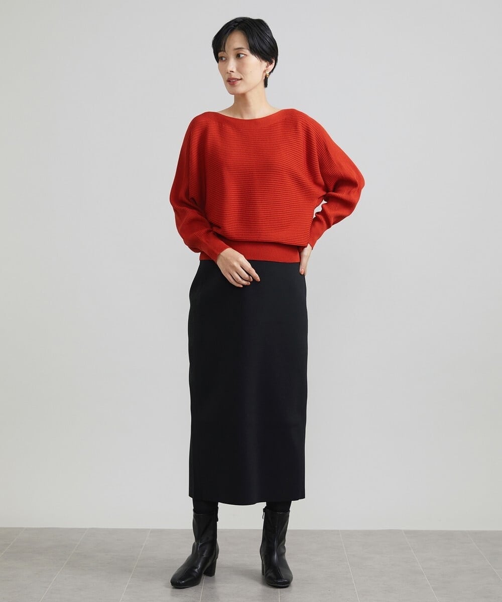 F6HAV37200 MICHEL KLEIN(小さいサイズ)(メゾン ドゥ サンク) [小さいサイズ]スポンディッシュポリニットタイトスカート（セットアップ対応） カーキ(36)