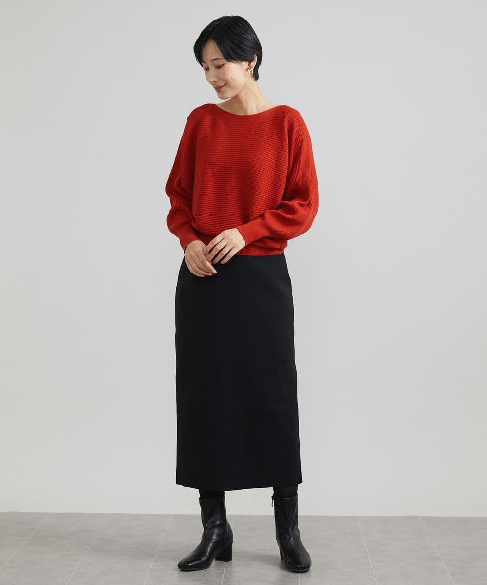 F6HAV37200 MICHEL KLEIN(小さいサイズ)(メゾン ドゥ サンク) [小さいサイズ]スポンディッシュポリニットタイトスカート（セットアップ対応） カーキ(36)