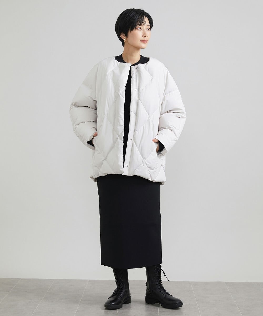 F6HAV37200 MICHEL KLEIN(小さいサイズ)(メゾン ドゥ サンク) [小さいサイズ]スポンディッシュポリニットタイトスカート（セットアップ対応） カーキ(36)