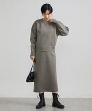F6HAV37200 MICHEL KLEIN(小さいサイズ)(メゾン ドゥ サンク) [小さいサイズ]スポンディッシュポリニットタイトスカート（セットアップ対応） カーキ(36)