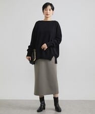 F6HAV37200 MICHEL KLEIN(小さいサイズ)(メゾン ドゥ サンク) [小さいサイズ]スポンディッシュポリニットタイトスカート（セットアップ対応） カーキ(36)