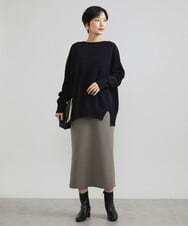 F6HAV37200 MICHEL KLEIN(小さいサイズ)(メゾン ドゥ サンク) [小さいサイズ]スポンディッシュポリニットタイトスカート（セットアップ対応） カーキ(36)