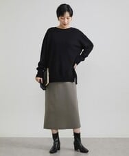 F6HAV37200 MICHEL KLEIN(小さいサイズ)(メゾン ドゥ サンク) [小さいサイズ]スポンディッシュポリニットタイトスカート（セットアップ対応） カーキ(36)