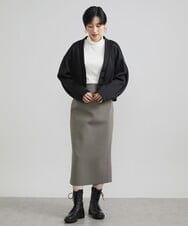 F6HAV37200 MICHEL KLEIN(小さいサイズ)(メゾン ドゥ サンク) [小さいサイズ]スポンディッシュポリニットタイトスカート（セットアップ対応） カーキ(36)