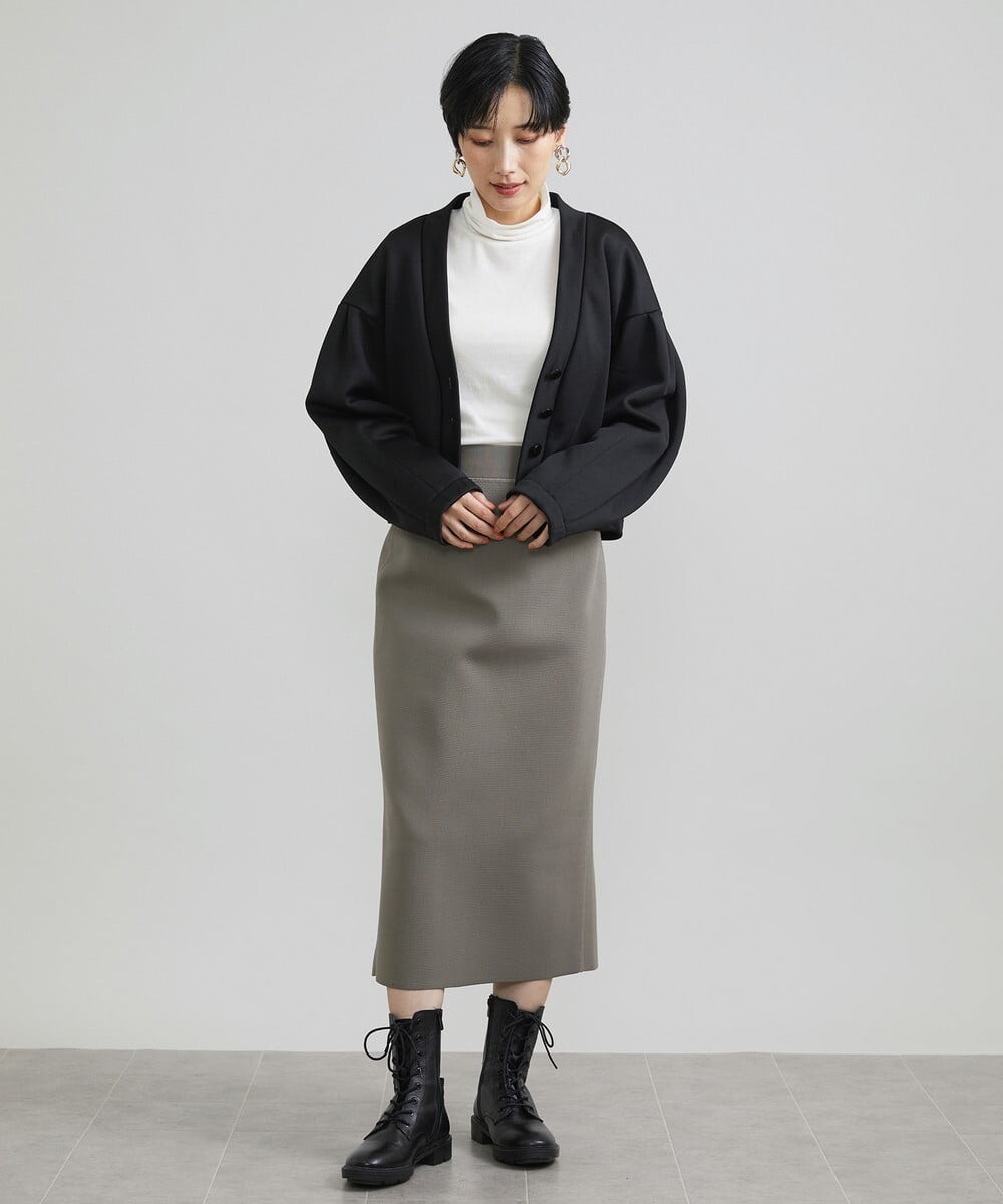 F6HAV37200 MICHEL KLEIN(小さいサイズ)(メゾン ドゥ サンク) [小さいサイズ]スポンディッシュポリニットタイトスカート（セットアップ対応） カーキ(36)