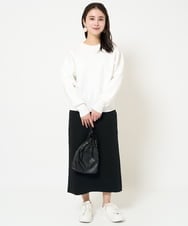 F6HDA08190 MICHEL KLEIN(小さいサイズ)(メゾン ドゥ サンク) [小さいサイズ]ペンシルスカート(セットアップ対応/洗える) ネイビー
