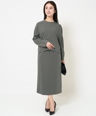 F6HDA08190 MICHEL KLEIN(小さいサイズ)(メゾン ドゥ サンク) [小さいサイズ]ペンシルスカート(セットアップ対応/洗える) ネイビー