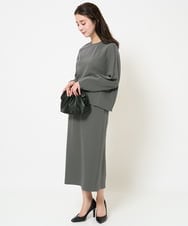 F6HDA08190 MICHEL KLEIN(小さいサイズ)(メゾン ドゥ サンク) [小さいサイズ]ペンシルスカート(セットアップ対応/洗える) ネイビー