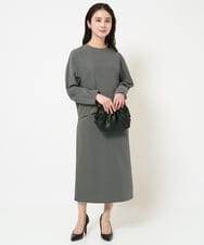 F6HDA08190 MICHEL KLEIN(小さいサイズ)(メゾン ドゥ サンク) [小さいサイズ]ペンシルスカート(セットアップ対応/洗える) ネイビー