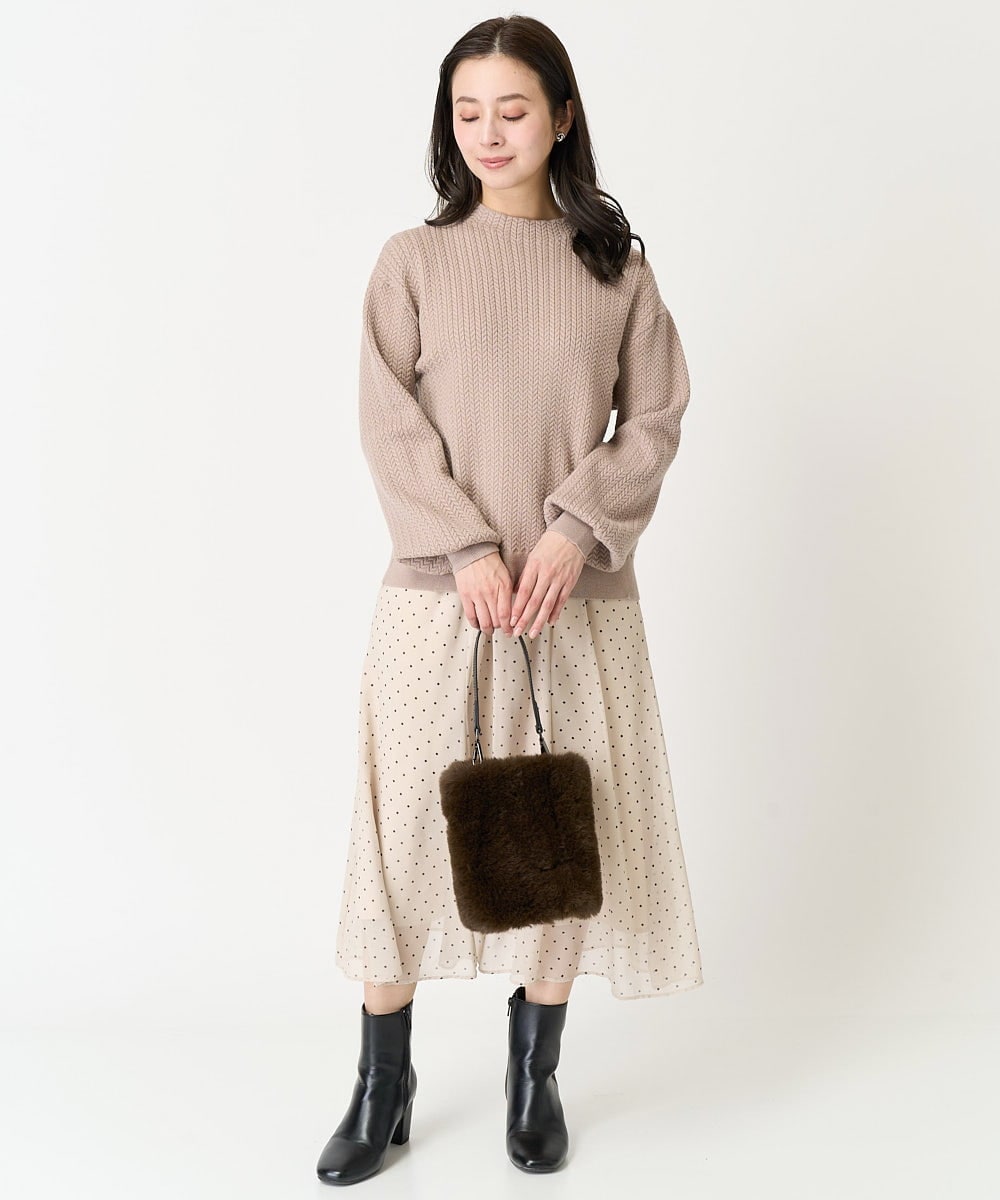 F6HDA11200 MICHEL KLEIN(小さいサイズ)(メゾン ドゥ サンク) [小さいサイズ]ピンドットスカート ベージュ