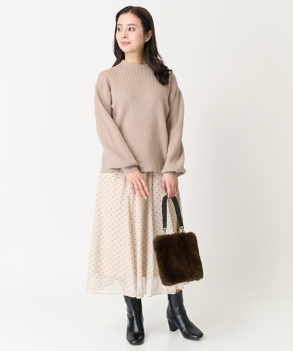 F6HDA11200 MICHEL KLEIN(小さいサイズ)(メゾン ドゥ サンク) [小さいサイズ]ピンドットスカート ベージュ