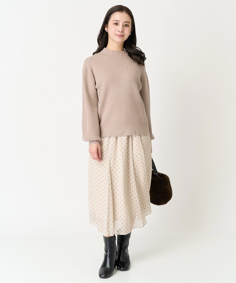 F6HDA11200 MICHEL KLEIN(小さいサイズ)(メゾン ドゥ サンク) [小さいサイズ]ピンドットスカート ベージュ
