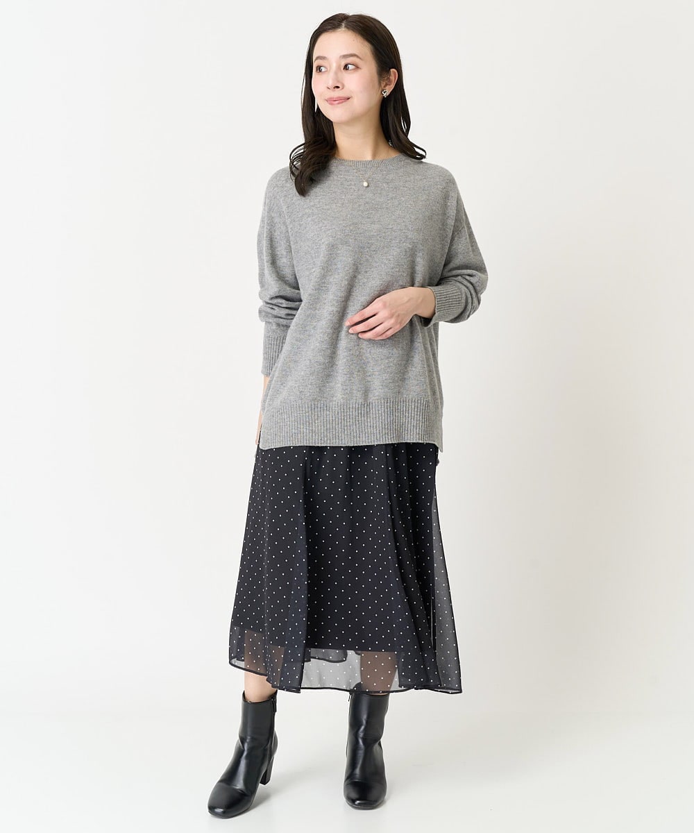 F6HDA11200 MICHEL KLEIN(小さいサイズ)(メゾン ドゥ サンク) [小さいサイズ]ピンドットスカート ベージュ