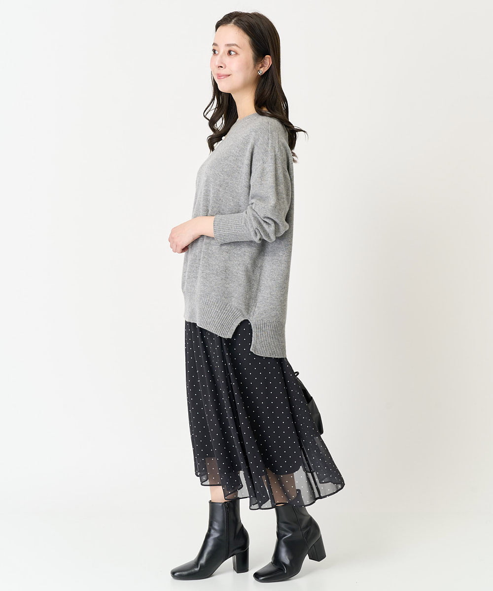 F6HDA11200 MICHEL KLEIN(小さいサイズ)(メゾン ドゥ サンク) [小さいサイズ]ピンドットスカート ベージュ