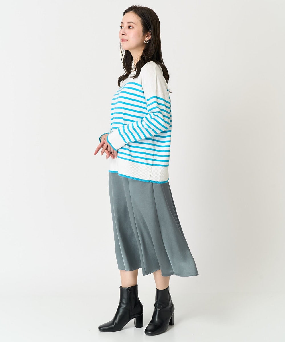 F6HDA12200 MICHEL KLEIN(小さいサイズ)(メゾン ドゥ サンク) [小さいサイズ]ヴィンテージサテンスカート ライトグリーン