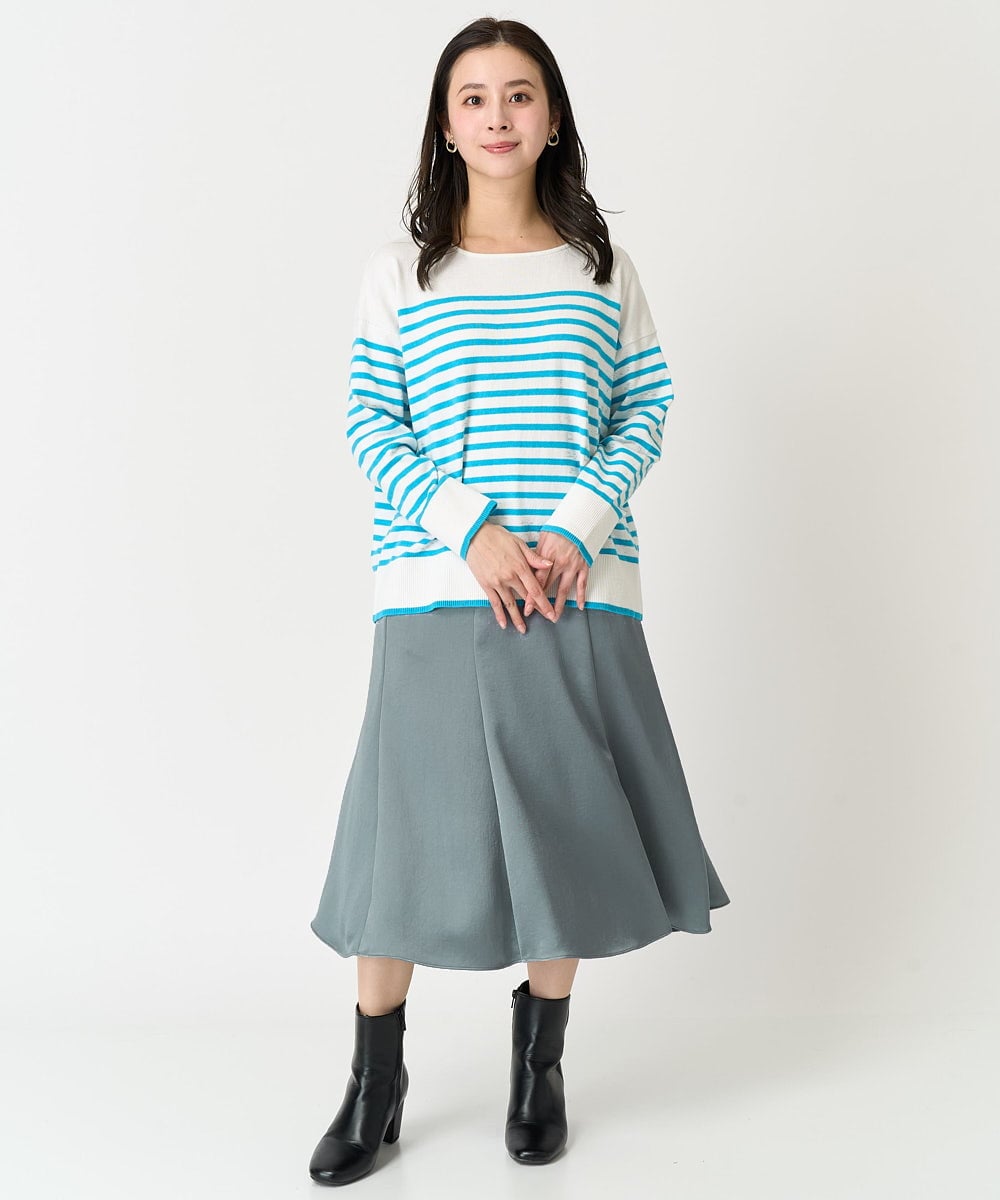 F6HDA12200 MICHEL KLEIN(小さいサイズ)(メゾン ドゥ サンク) [小さいサイズ]ヴィンテージサテンスカート ライトグリーン