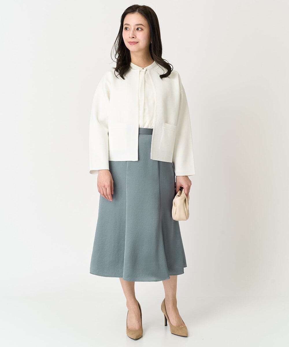 F6HDA12200 MICHEL KLEIN(小さいサイズ)(メゾン ドゥ サンク) [小さいサイズ]ヴィンテージサテンスカート ライトグリーン