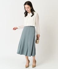 F6HDA12200 MICHEL KLEIN(小さいサイズ)(メゾン ドゥ サンク) [小さいサイズ]ヴィンテージサテンスカート ライトグリーン