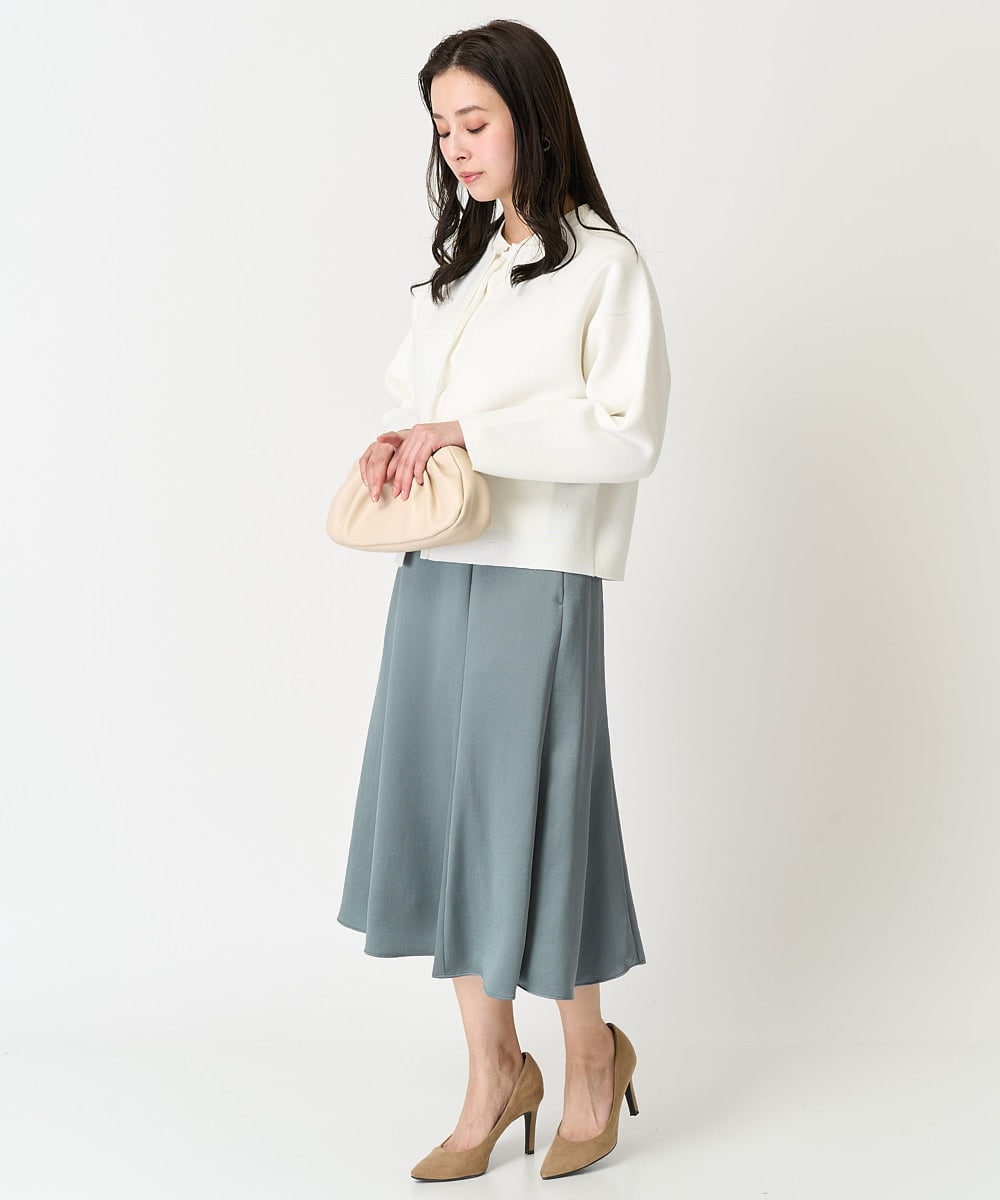 F6HDA12200 MICHEL KLEIN(小さいサイズ)(メゾン ドゥ サンク) [小さいサイズ]ヴィンテージサテンスカート ライトグリーン