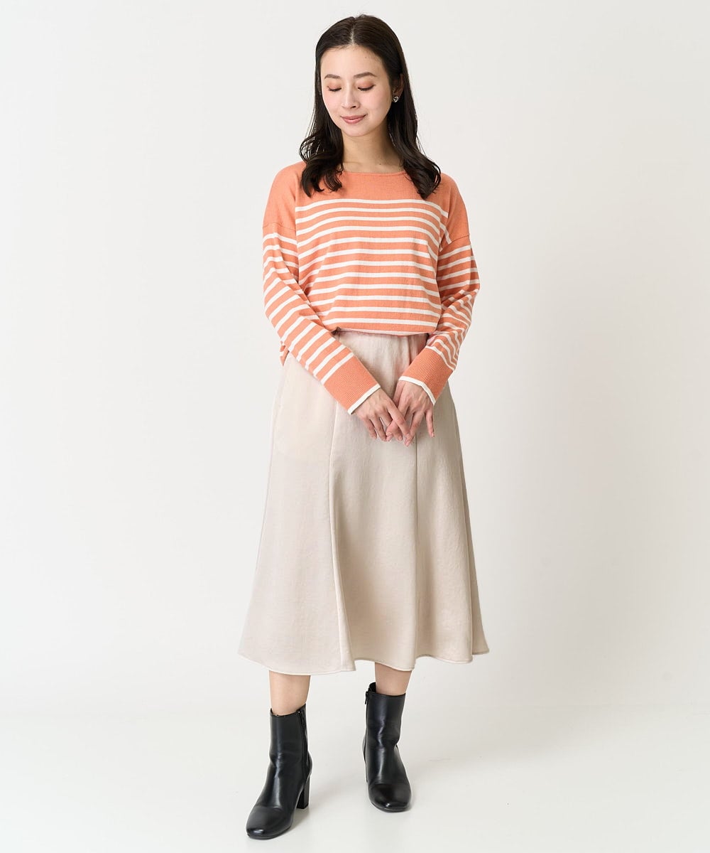 F6HDA12200 MICHEL KLEIN(小さいサイズ)(メゾン ドゥ サンク) [小さいサイズ]ヴィンテージサテンスカート ライトグリーン