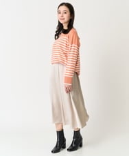 F6HDA12200 MICHEL KLEIN(小さいサイズ)(メゾン ドゥ サンク) [小さいサイズ]ヴィンテージサテンスカート ライトグリーン